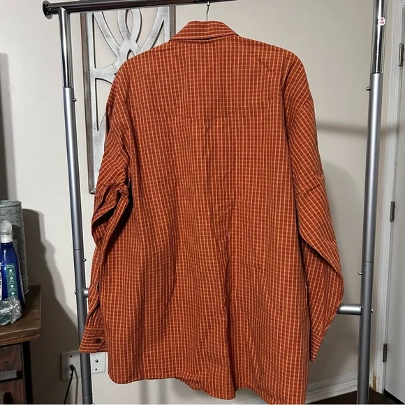 Lucchese 1883 Men’s Button Down Shirt Large Burnt Orange Long Sleeve - Picture 3 of 9